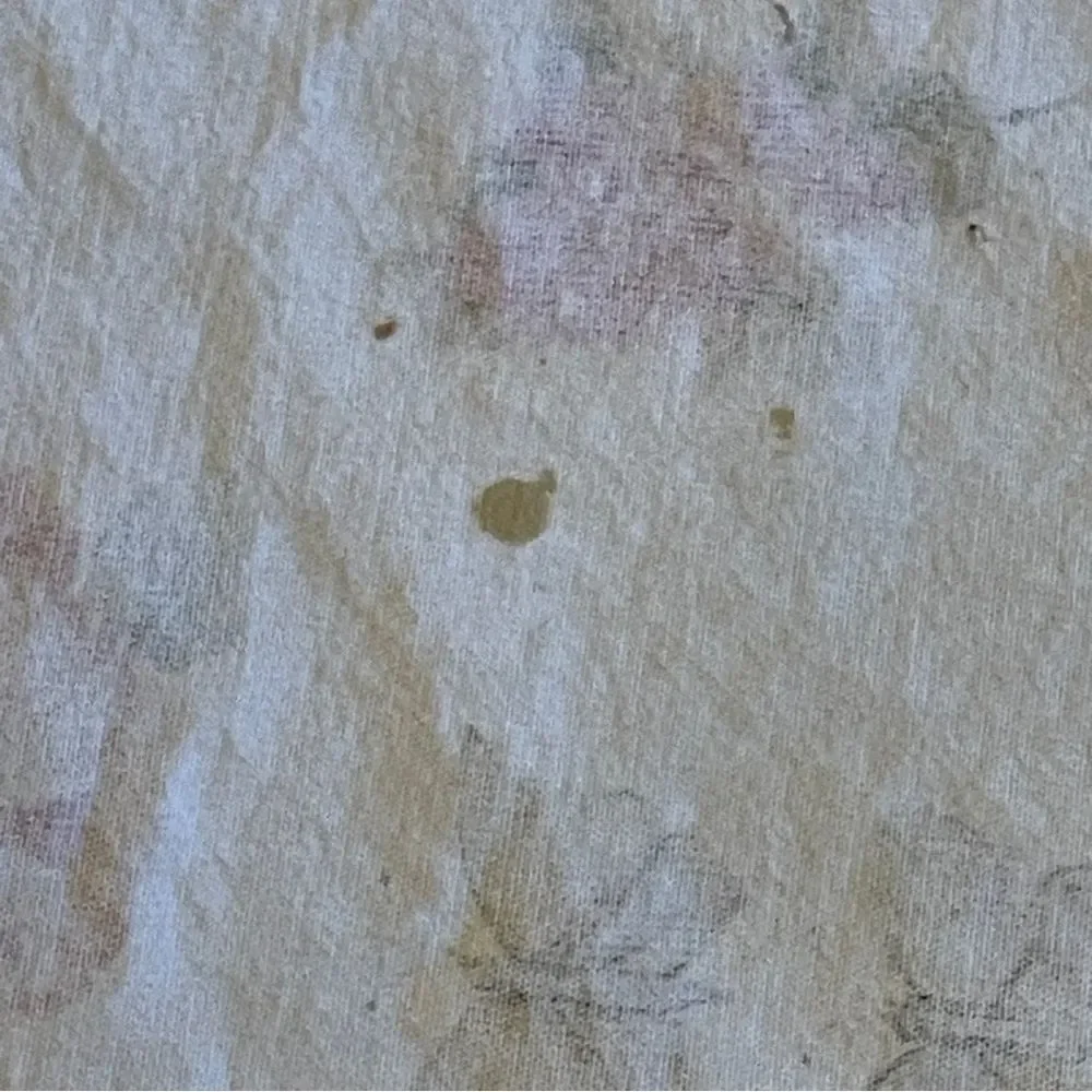 Vintage Floral Oval Tablecloth Butterflies Flowers Ladybugs White Pink Green